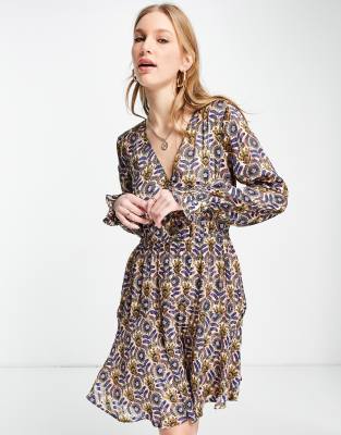 Maison Scotch - Vestito corto a maniche lunghe multicolore con stampa