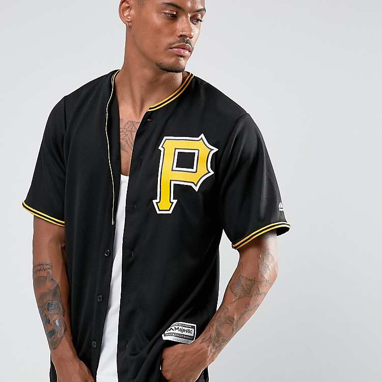 Majestic MLB Pittsburgh Pirates Baseball Replica Jersey In Black