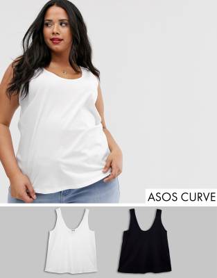 фото Майка из органического хлопка asos design curve - набор из 2 шт. со скидкой-мульти asos curve