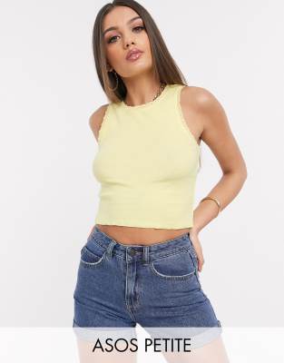 фото Майка с цветочной окантовкой asos design petite-желтый asos petite