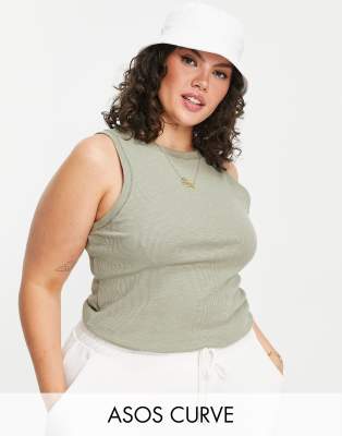 фото Майка в стиле oversized цвета хаки из фактурной ткани asos design curve-белый asos curve