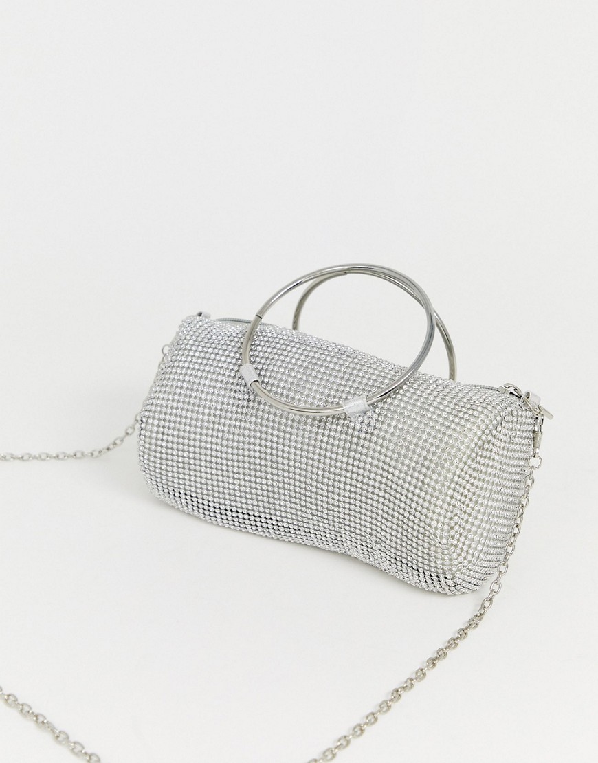 фото Маленькая сумка с отделкой стразами glamorous-серебряный