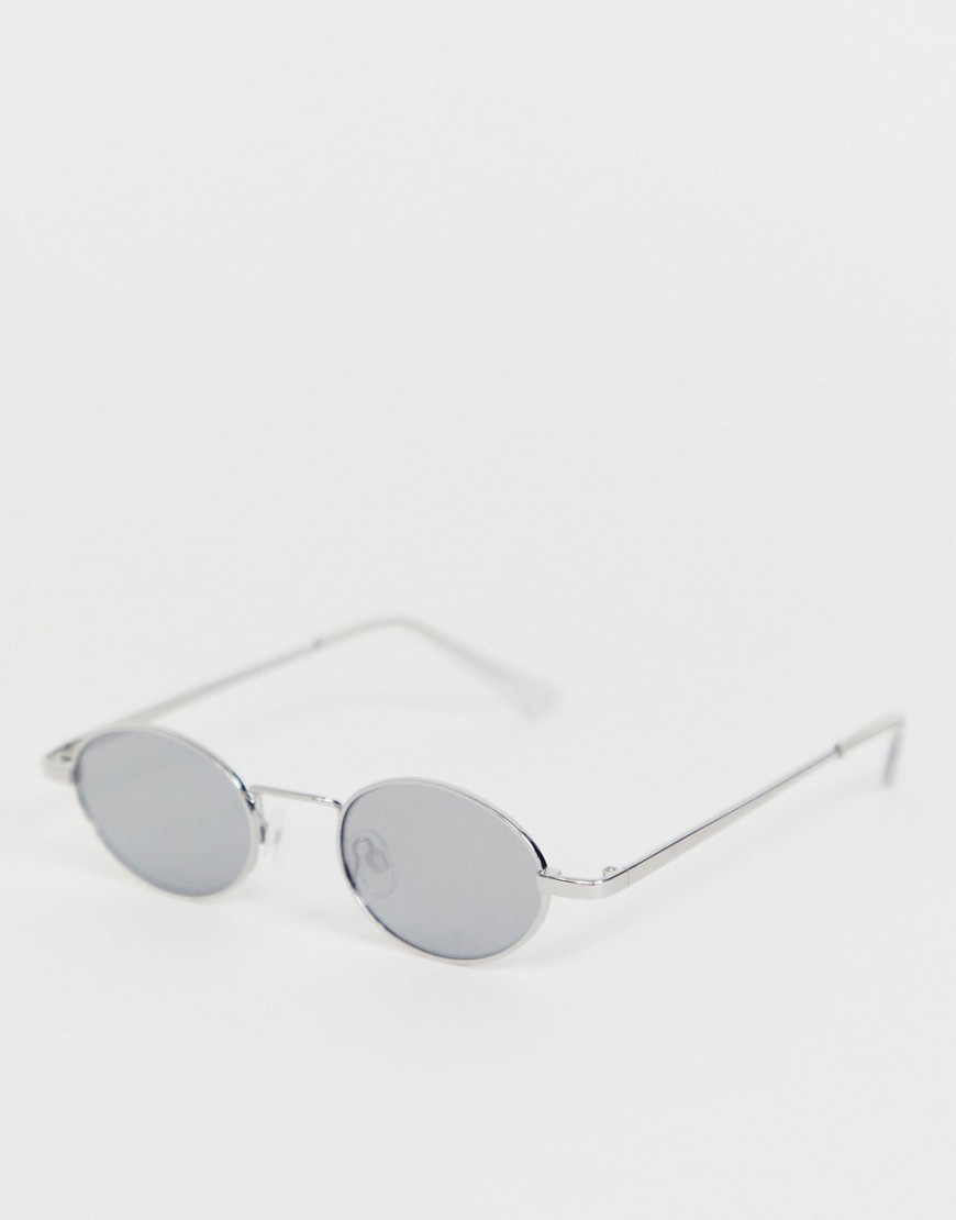 фото Маленькие овальные солнцезащитные очки в серебристой оправе bershka-серебряный