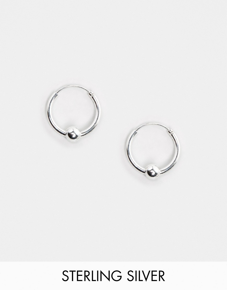 фото Маленькие серьги-кольца диаметром 14 мм из стерлингового серебра с шаром kingsley ryan-серебристый