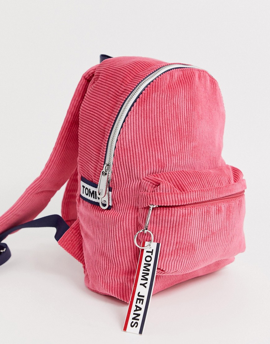 фото Маленький вельветовый рюкзак с логотипом tommy jeans-красный