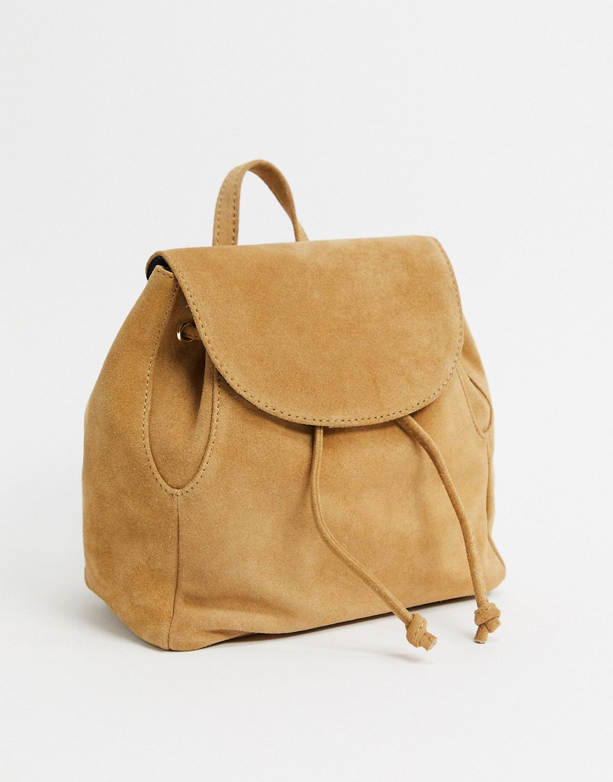 Маленький замшевый рюкзак ASOS DESIGN-Светло-коричневый