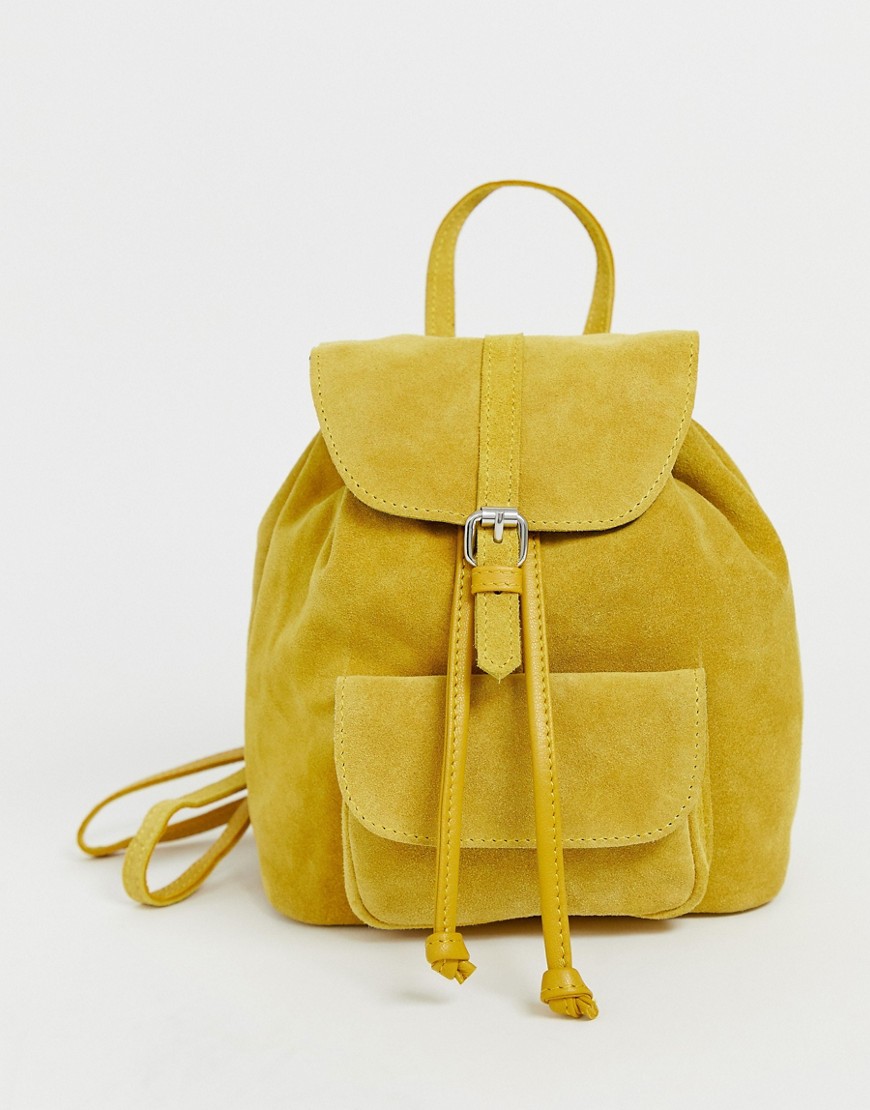 фото Маленький замшевый рюкзак с карманом asos design-желтый