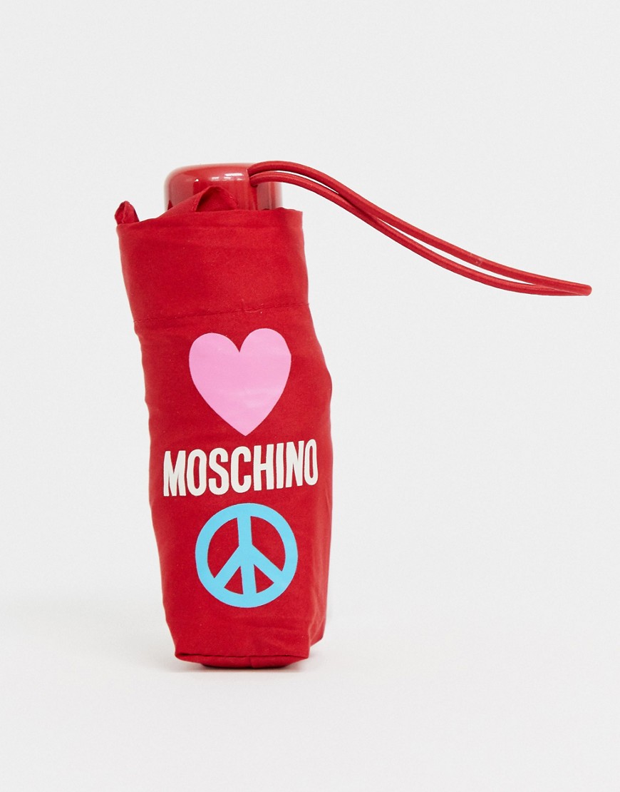 фото Маленький зонт moschino - love and peace-красный