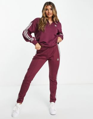 Спортивные брюки Малиновые спортивные штаны с тремя полосками adidas Originals Adicolor-Розовый цвет