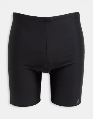 Mallas de natación negras entalladas con diseño de 3 rayas de adidas Swim