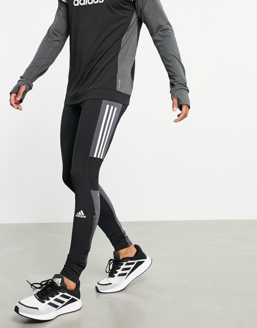 cuatro veces Jajaja Ojalá Mallas negras con diseño color block gris de adidas Running | ASOS