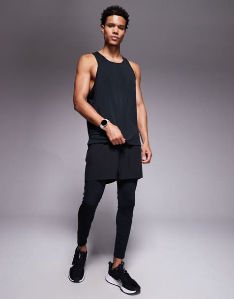 Mallas negras interiores para correr con detalles reflectantes y bolsillo para gel energético de tejido de secado rápido de 4505 - view 1