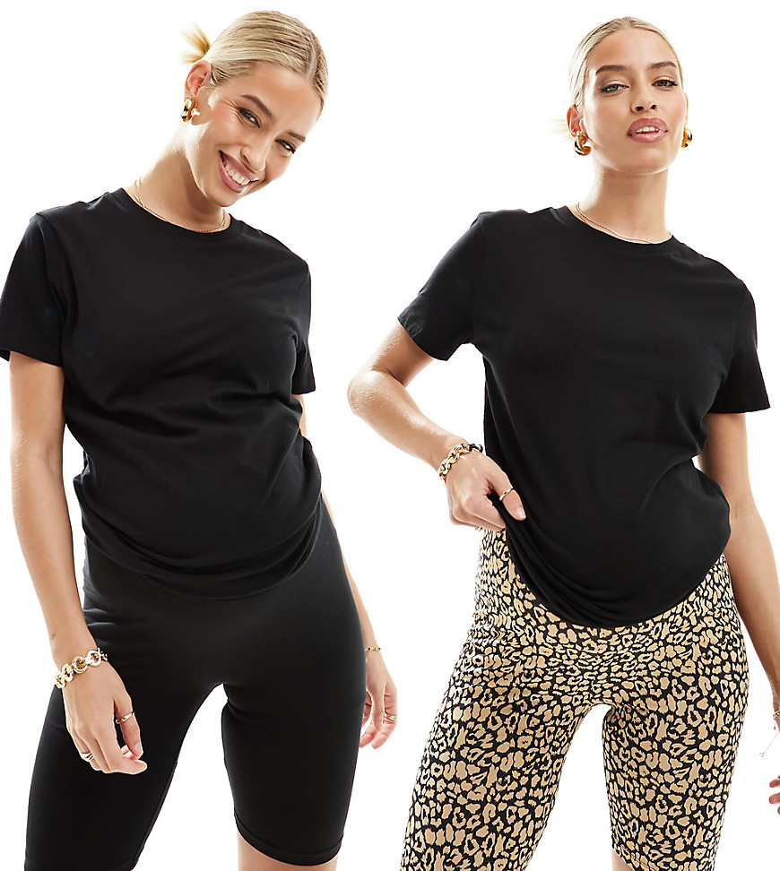 Mama.licious Mamalicious 2 Pack Over The Bump Legging Shorts In Black And Leopard-multi
