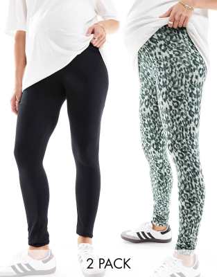 Mamalicious - 2er-Pack Fashion-Leggings aus Jersey in verschiedenen Farben-Bunt