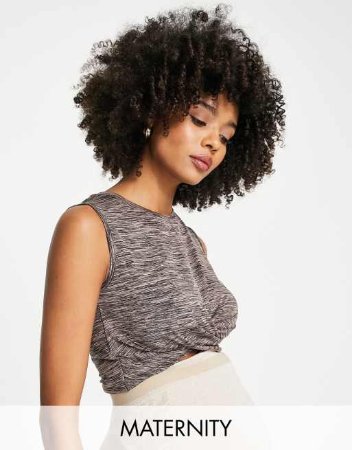 Mamalicious - Activewear - Croptop med snoning foran i meleret lyserød