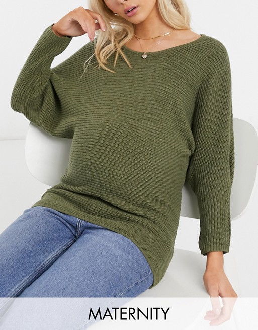 Mamalicious batwing jumper in green