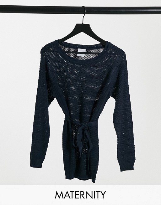 Mamalicious belted jumper in navy