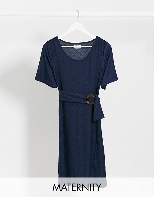 Mamalicious belted shift dress in navy