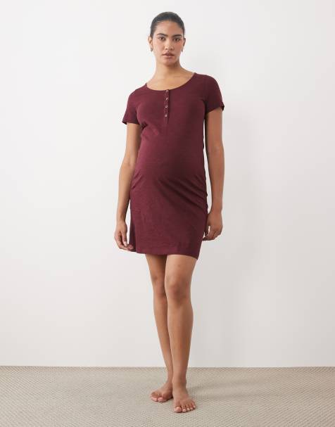 Mamalicious - camisón premamá con función de lactancia en burdeos oscuro - view 1