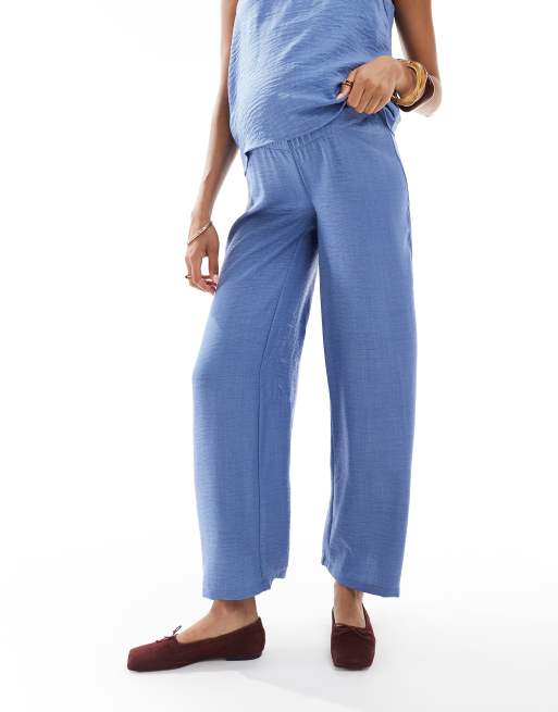 Mamalicious crinkle textured wide leg pants in blue - part of a set, 2 of 5
