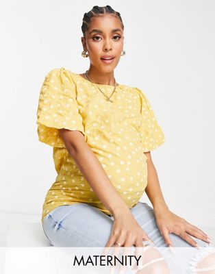 Mamalicious flutter sleeve top in spot