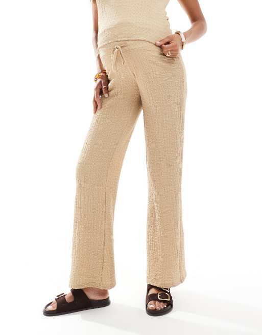 Mamalicious – Hose aus strukturiertem Jersey in Cremeweiß mit Unterbauchbund, Kombiteil, 3 von 5