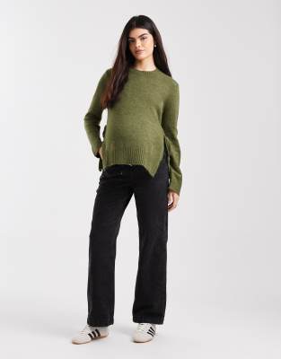 Mamalicious - Jean ample de grossesse à taille réglable arrivant sous le ventre - Noir délavé