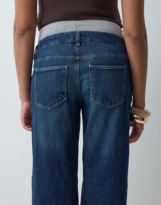Mamalicious jean large de grossesse couvrant le ventre en denim bleu foncé, 5 de 5
