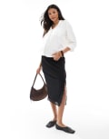 [Mama.licious] Mamalicious jersey maxi skirt with side split and lace trim in black M BLACK