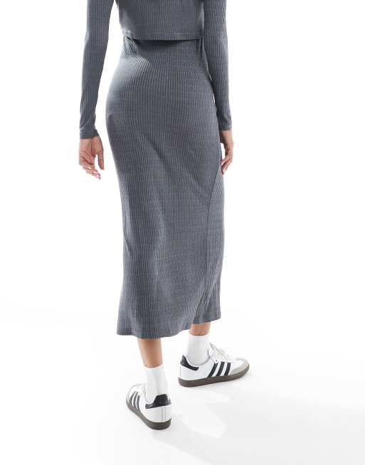 Mamalicious - Jupe de grossesse d'ensemble en jersey côtelé - Gris chiné, 2 de 5