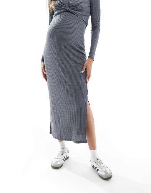 Mamalicious - Jupe de grossesse d'ensemble en jersey côtelé - Gris chiné, 3 de 5