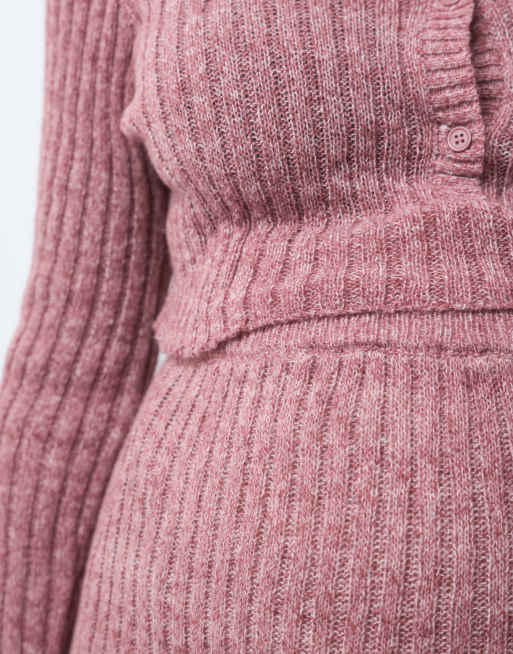 Mamalicious jupe midi de grossesse en maille côtelée, ensemble coordonné, rose taupe chiné, 5 de 5