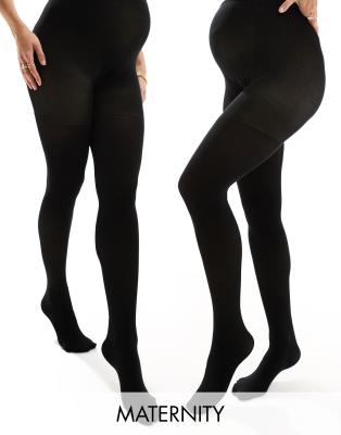 Mamalicious - Lot de 2 collants de maternité 20 deniers - Noir
