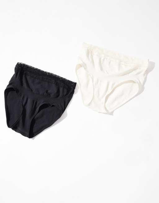 Mamalicious - Lot de 2 culottes de grossesse gainantes à bordure dentelle - Noir et crème, 2 de 4