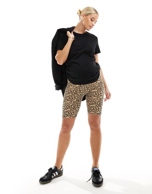 Mamalicious - Lot de 2 shorts leggings avec ceinture recouvrant le ventre - Noir et léopard, 2 de 5