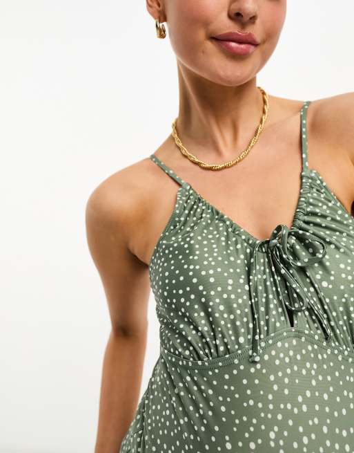 Mamalicious - Maillot 1 pièce de grossesse et d'allaitement à pois - Sauge , 2 de 4