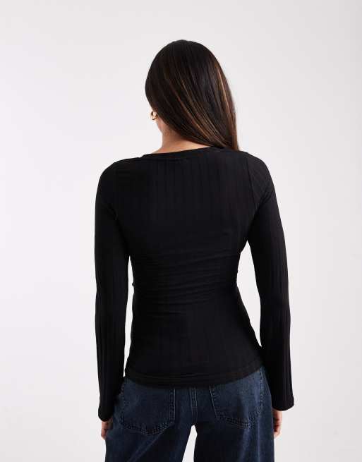 Mamalicious Mamalicious - Sort jerseytop i ribstrik med bindefront - Del af sæt, 4 af 4