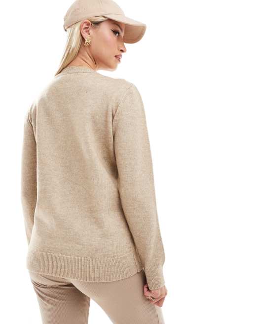 Mamalicious – Mammakläder – Beige tröja med amningsfunktion och slits framtill, 4 av 4