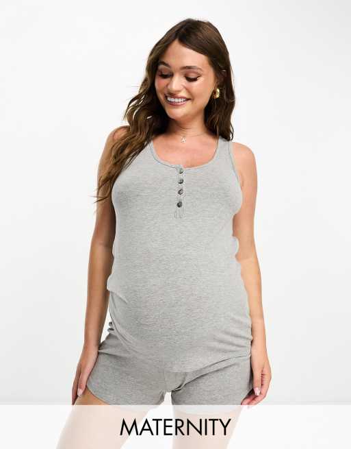 Mama.Licious – Mammakläder – Grå, ärmlös pyjamas i jersey 