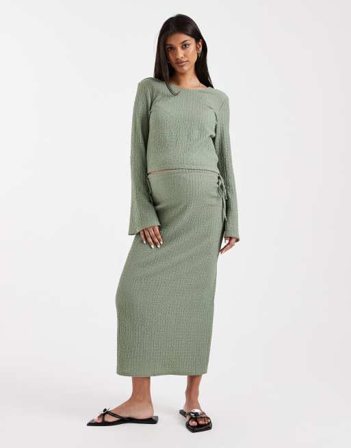 Mamalicious – Mammakläder – Grön, texturerad topp i jersey med vida ärmar, del av set, 2 av 4