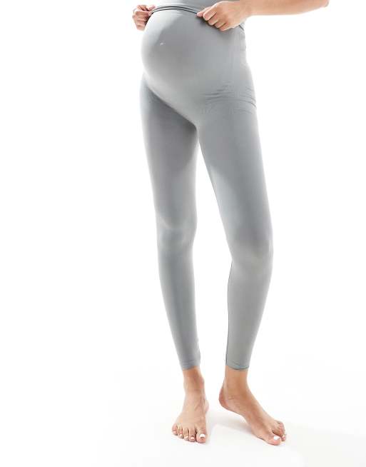 Mamalicious – Mammakläder – Salviagröna leggings i seamless design, del av set, 5 av 5