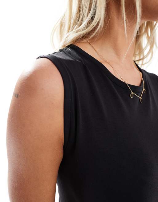 Mamalicious – Mammakläder – Svart ärmlös midiklänning i seamless design, 3 av 4