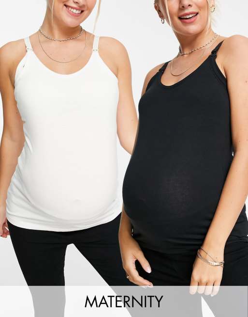 Mamalicious – Mammakläder – Toppar med smala axelband och amningsfunktion, 2-pack