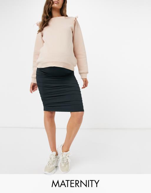 Topshop Premium - Jupe En Maille Côtelée - Noir
