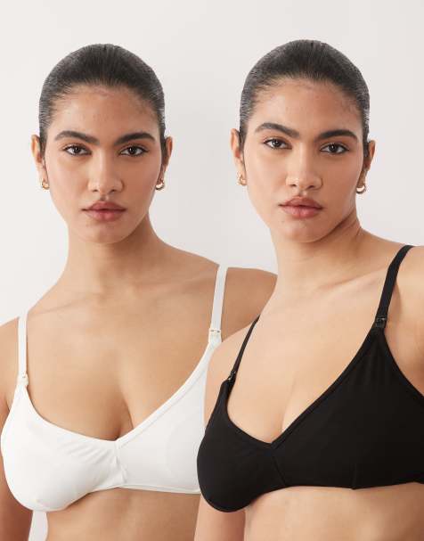 Mamalicious Maternity 2 function nursing bra 2 pack in white and black - view 1