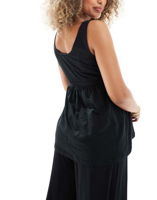 Mamalicious Maternity 2 function nursing button through top in black, 2 of 4