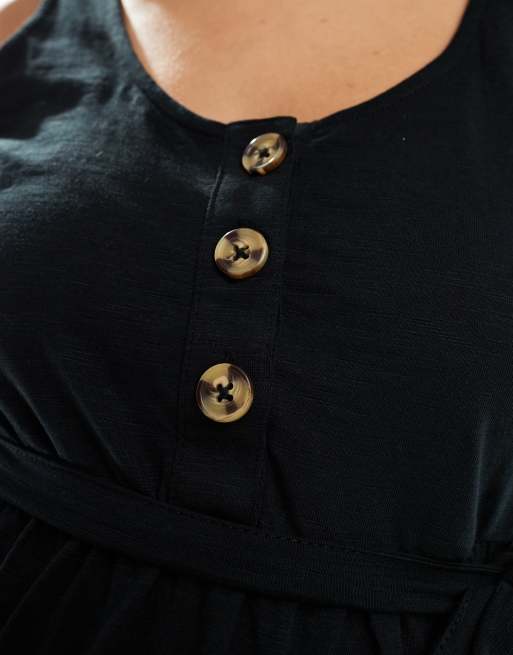 Mamalicious Maternity 2 function nursing button through top in black, 3 of 4