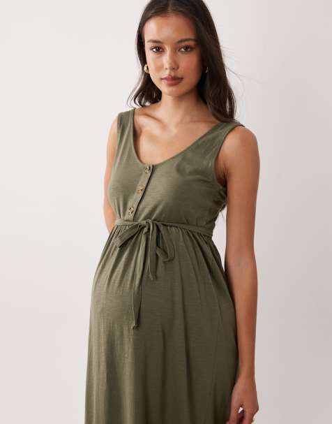 dark green maternity dress Green Bardot Maternity Dress, Off the Shoulder, Baby Shower, Pregnant Guest Medium / Green main image 0