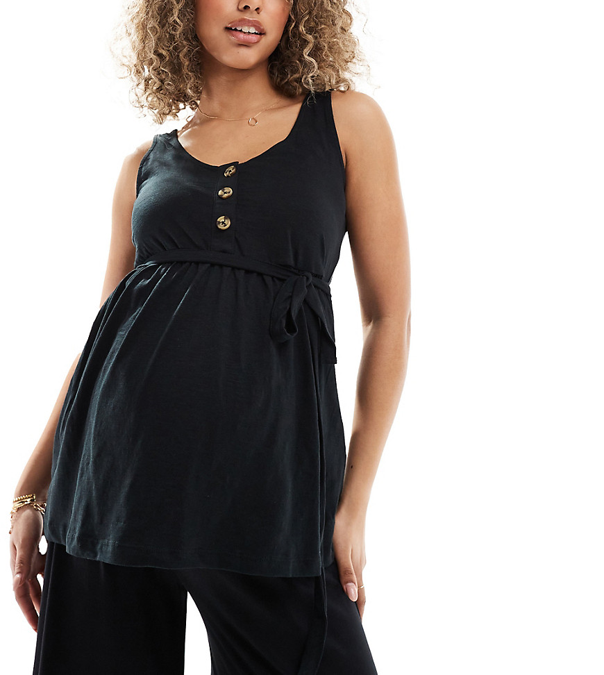 Mamalicious Maternity 2 function nursing button up top in black