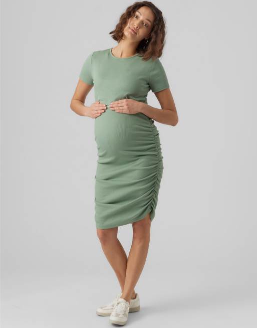 Destination Maternity Women's Ruched Bodycon Dress with Short Sleeves,  Sizes S-2XL